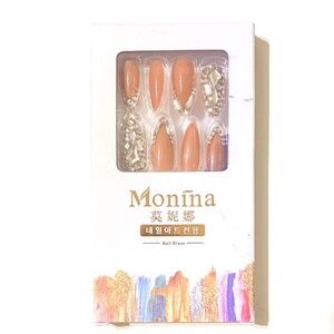 3/$20 French Tip Stones Coffin Shape 24 PC False Nails NEW Press on Nails